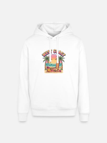 West-Coast-Surf-Vibe-Retro-California-Beach-Sun - Stanley/Stella Sounder Side Pocket Hoodie - white