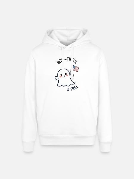 Ghost - 4th of july - Stanley/Stella Sounder Side Pocket Hoodie - white