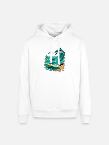 Pixel Beach CRT Dreams - Stanley/Stella Sounder Side Pocket Hoodie - white
