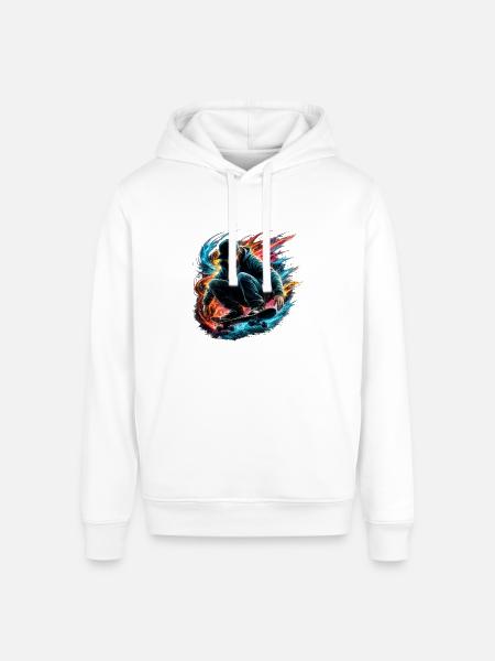 Neon Splash Skate Rider - Stanley/Stella Sounder Side Pocket Hoodie - white