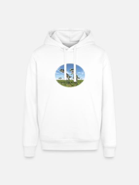 Monolophosaurus in a Prehistoric Landscape - Stanley/Stella Sounder Side Pocket Hoodie - white