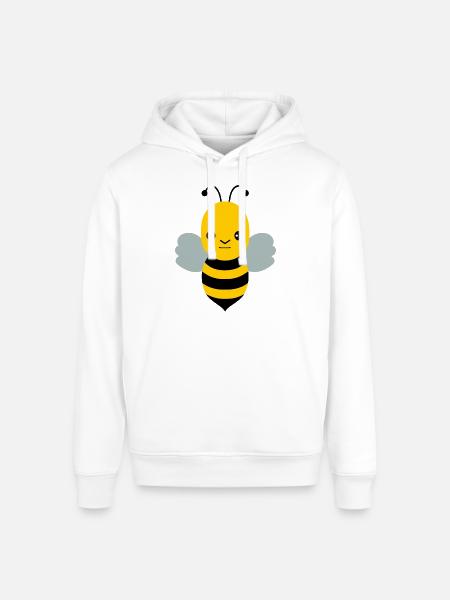 Meh Expression Cartoon Bee/Bumblebee - Stanley/Stella Sounder Side Pocket Hoodie - white