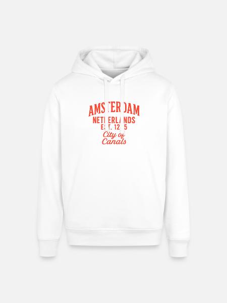 Amsterdam City of Canals Shirt - Stanley/Stella Sounder Side Pocket Hoodie - white