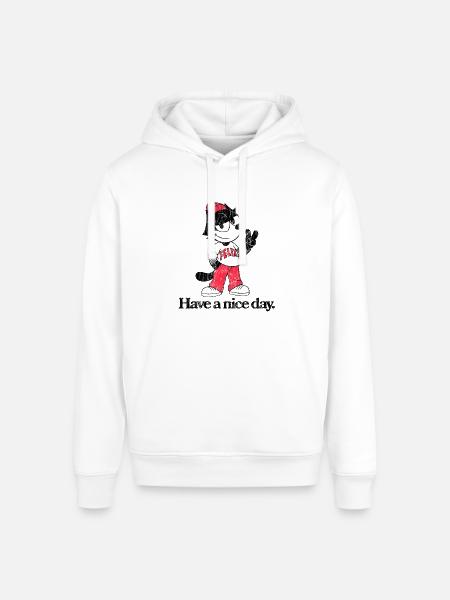Felix The Cat In Skater Style & Have A Nice Day - Stanley/Stella Sounder Side Pocket Hoodie - white