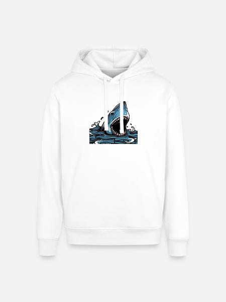 Shark Attack Splash - Stanley/Stella Sounder Side Pocket Hoodie - white