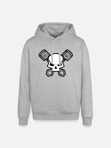 Skull and Pistons - Stanley/Stella Sounder Side Pocket Hoodie - heather gray