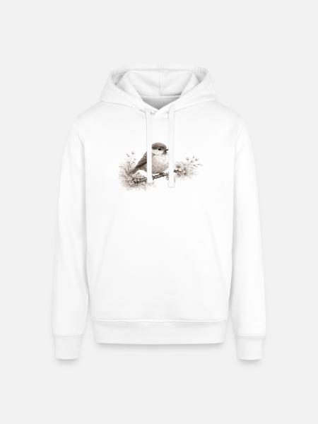 Small Bird in Bloom – Monochrome Woodland - Stanley/Stella Sounder Side Pocket Hoodie -