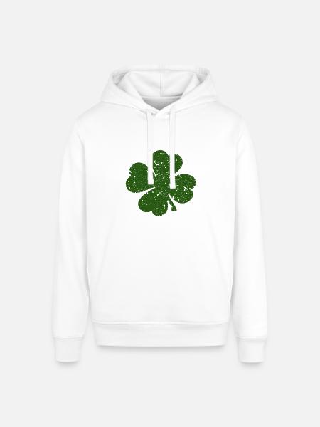 Emerald FourLeaf Clover on Checkerboard - Stanley/Stella Sounder Side Pocket Hoodie -