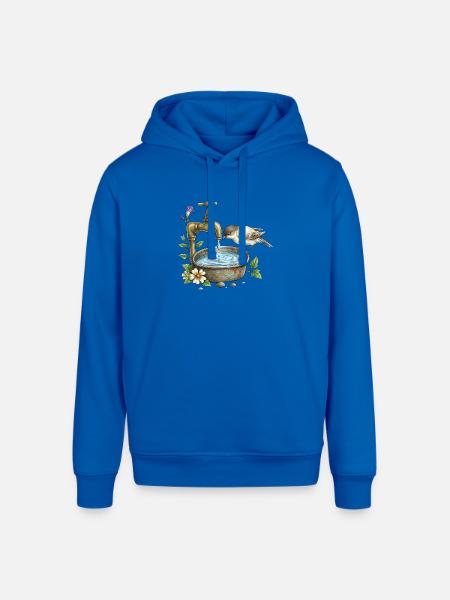 Bird at Rustic Tap Garden Watering - Stanley/Stella Sounder Side Pocket Hoodie - royal blue