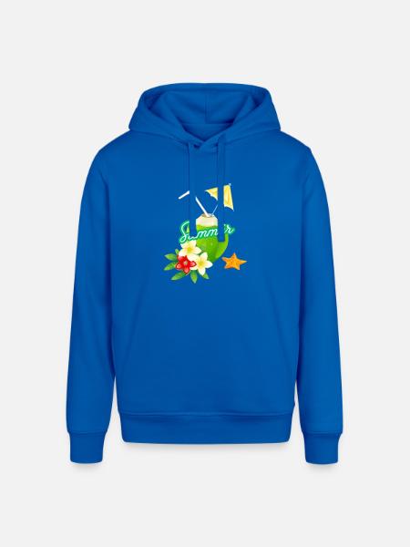 Tropical Summer Coconut with Flowers - Stanley/Stella Sounder Side Pocket Hoodie - royal blue