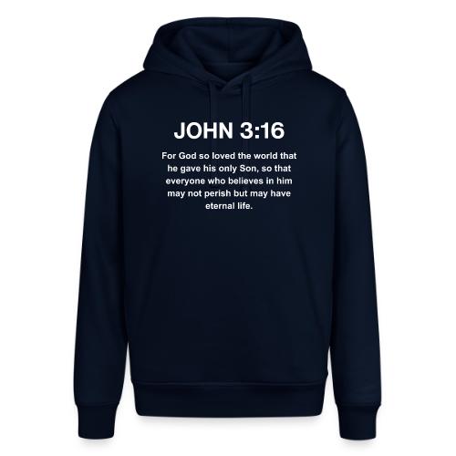 John 3:16 Christian Apparel – White - Stanley/Stella Sounder Side Pocket Hoodie