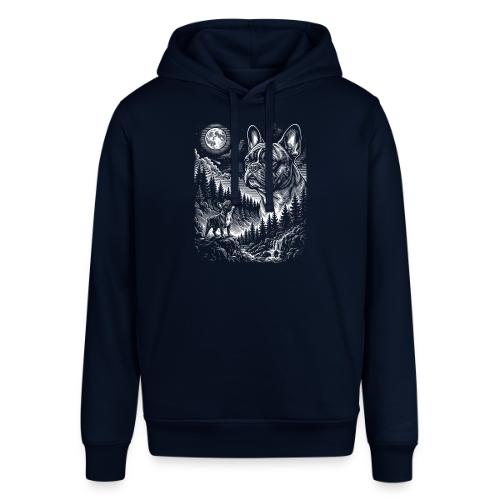 Vintage French Bulldog Moon Howling Tee - Stanley/Stella Sounder Side Pocket Hoodie