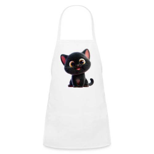 Adorable 3D Black Kitten with Big Eyes - Kids' Apron
