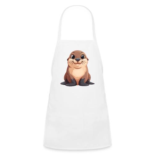 Smiling Cartoon Brown Sea Lion - Kids' Apron
