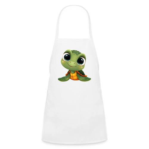 Cheerful Green Cartoon Sea Turtle with Big Eyes - Kids' Apron