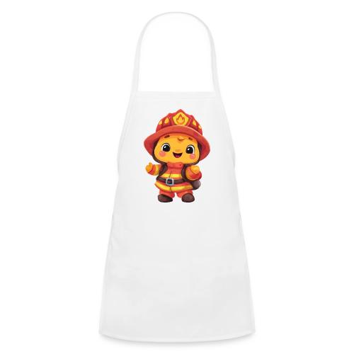 Cute Cartoon Firefighter in Red and Yellow Suit - Kids' Apron