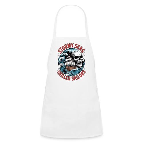 Stormy Seas Skull Pirate Ship Nautical Ocean Waves - Kids' Apron