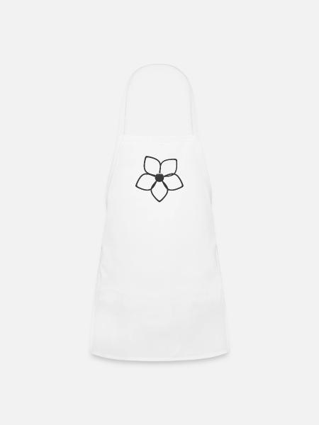 Abstract 3D Metallic Silver Flower - Kids' Apron - white - Front