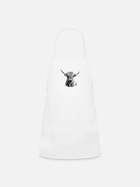 Highland cattle Illustration - Kids' Apron - white