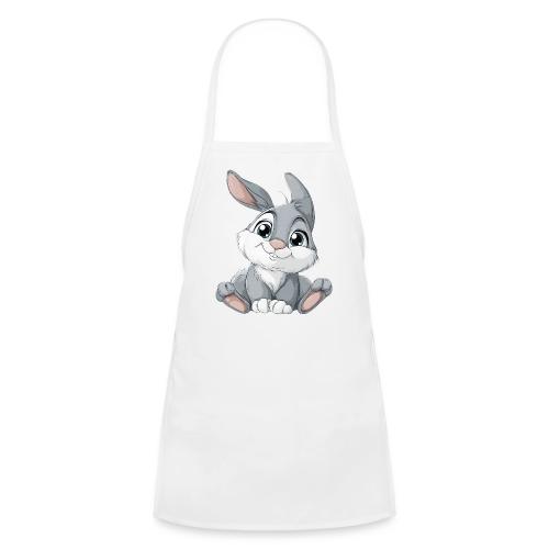 Joyful Grey and White Baby Rabbit Cartoon - Kids' Apron