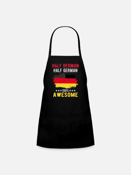 Half German Half German - Kids' Apron - black - Front