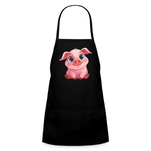 Adorable Cartoon Baby Pig Sitting with Big Eyes - Kids' Apron