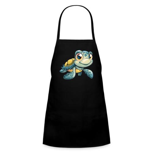 Playful Cartoon Baby Sea Turtle with a Smile - Kids' Apron