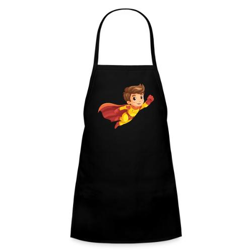 Cheerful Cartoon Superhero Boy Flying High - Kids' Apron