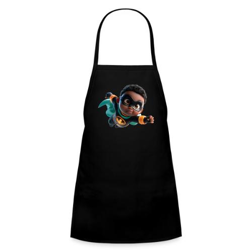 Brave Cartoon Superhero Boy in Green Cape - Kids' Apron