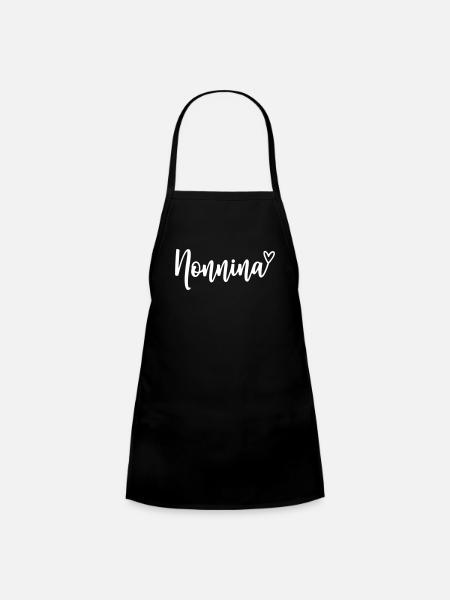 Nonnina Script Heart Logo - Italian grandma - Kids' Apron - black - Front