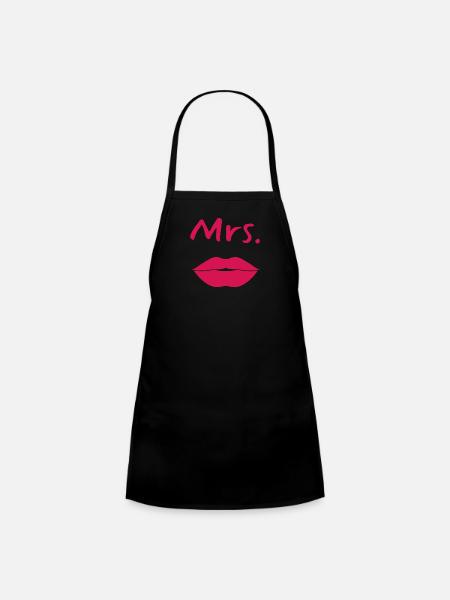M. & Mme Moustache Lèvres Couple Assorti - Tablier Enfant - noir - Devant