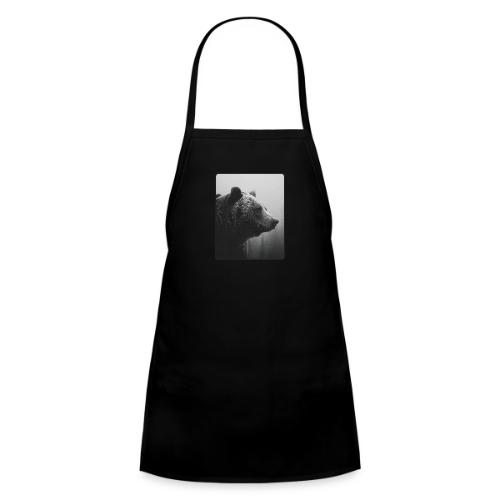 Grizzly Bear Black White Portrait Design - Kids' Apron