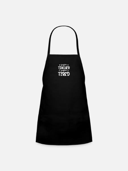 Super Teacher Super Tired - Kids' Apron - black