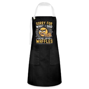 Waffle Saying Funny Waffles Waffle Maker - Artisan Apron - black/white - Front