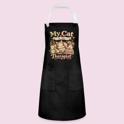 Flux Faux Embroidery My Cat Is My Therapist Design - Artisan Apron
