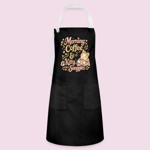 Morning Coffee & Kitty Snuggles Faux Stitched - Artisan Apron