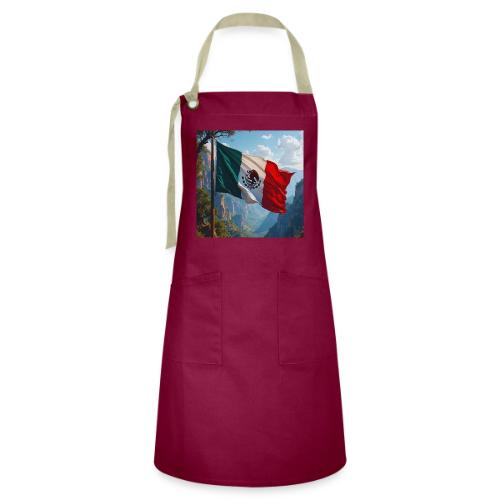 Mexican Flag in Mountain Nature Landscape - Artisan Apron