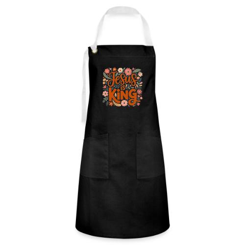 Jesus Is King – Floral Christian Typography Design - Artisan Apron