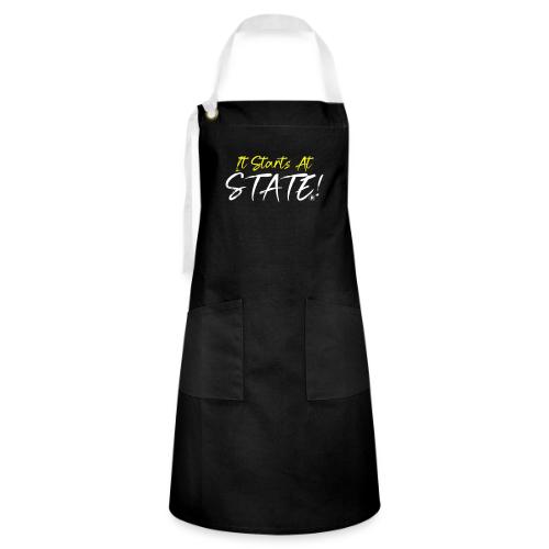 It Starts At STATE! -Yellow & White Script - Artisan Apron