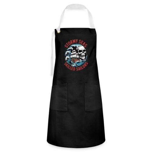 Stormy Seas Skull Pirate Ship Nautical Ocean Waves - Artisan Apron