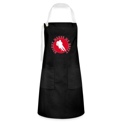 Hockey Makes Me Happy – Ice Hockey Fan Emblem - Artisan Apron