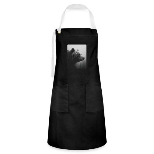 Grizzly Bear Black White Portrait Design - Artisan Apron