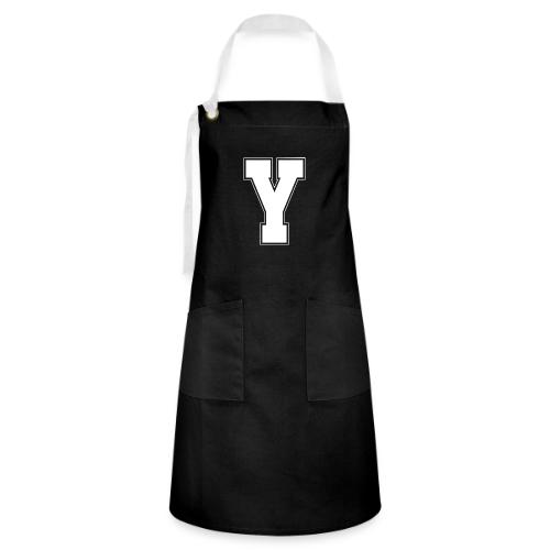 White Letter Y – Varsity Alphabet Monogram - Artisan Apron