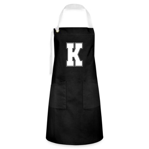 White Letter K – Varsity Alphabet Monogram - Artisan Apron