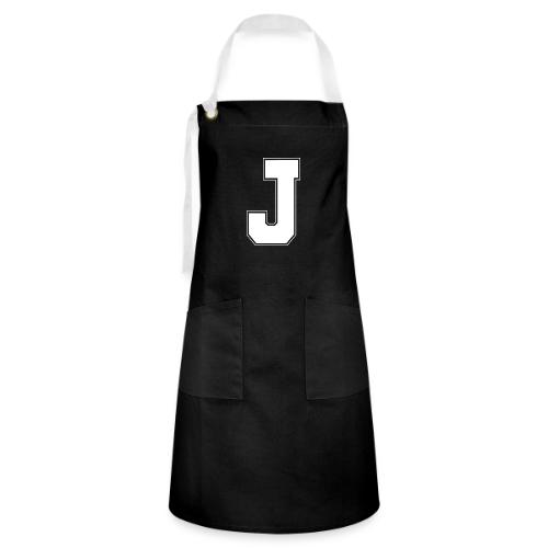 White Letter J – Varsity Alphabet Monogram - Artisan Apron
