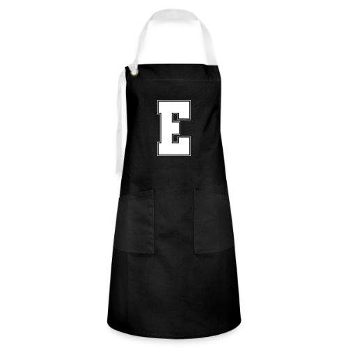 White Letter E – Varsity Alphabet Monogram - Artisan Apron
