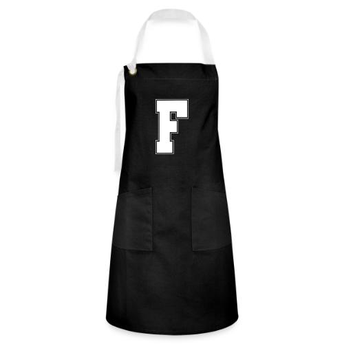 White Letter F – Varsity Alphabet Monogram - Artisan Apron