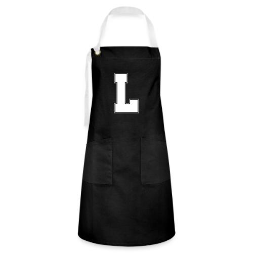White Letter L – Varsity Alphabet Monogram - Artisan Apron