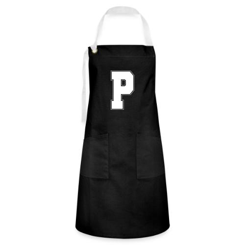 White Letter P – Varsity Alphabet Monogram - Artisan Apron