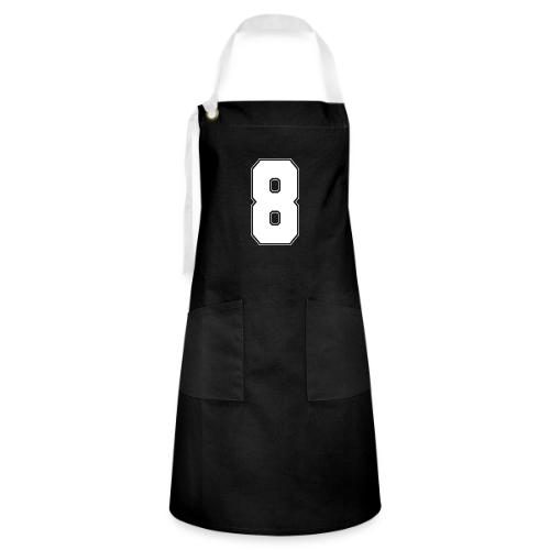 White Number 8 – Varsity Font - Artisan Apron